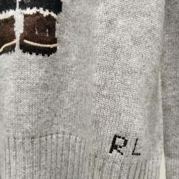 Polo Ralph Lauren Gray Bear Sweater Hoodie - Picture 8 of 9